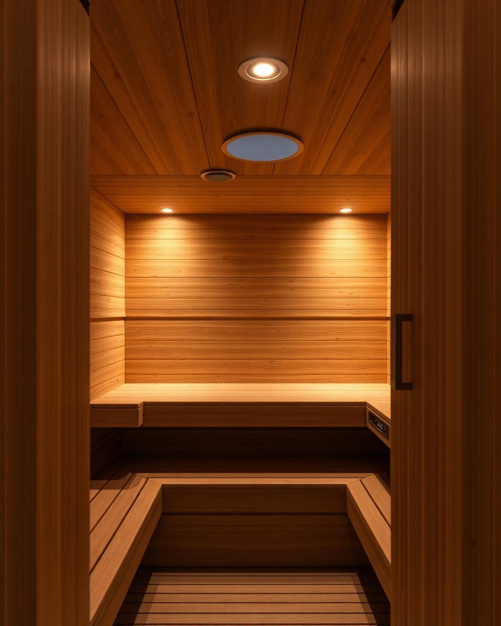 Cedar wood sauna interior